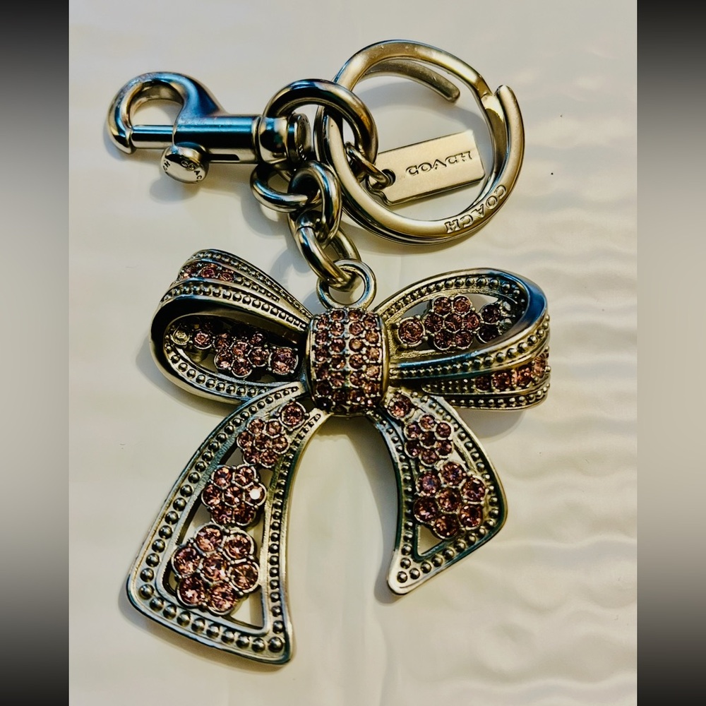 Coach Silver and Pink Bow Keychain - Picture 3 of 17